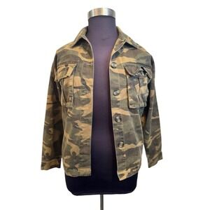 Forever‎ 21 Camo Jacket Military Style Button Down Shirt Jacket Utility Size Med